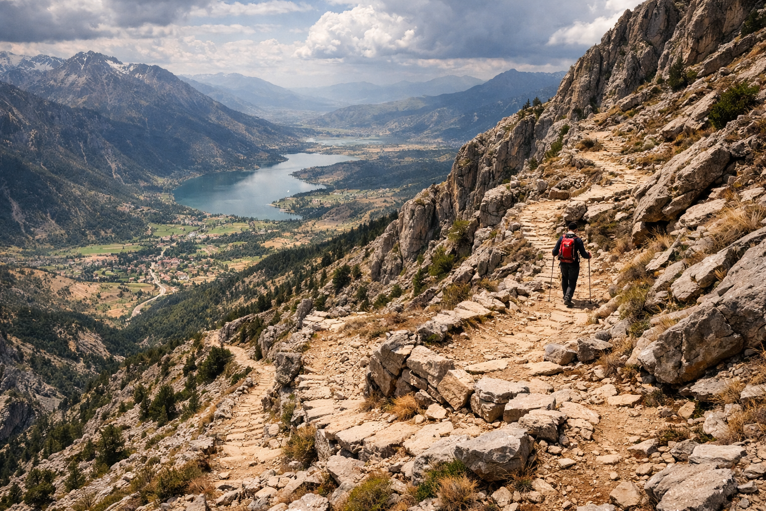 Daglik arazide egimli yuruyus patikasi